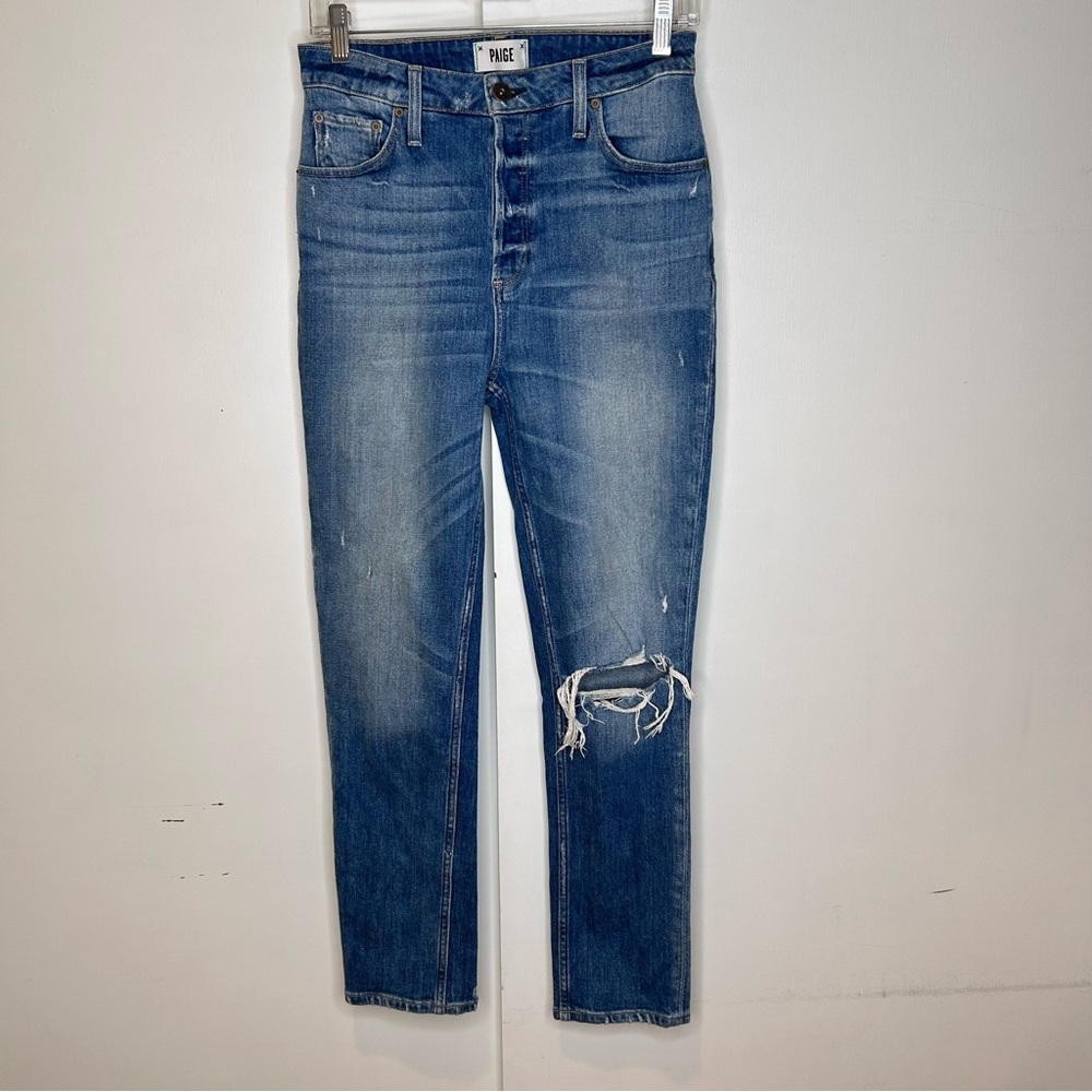 Paige High Rise Sarah Slim Jeans In Brookview Destructed